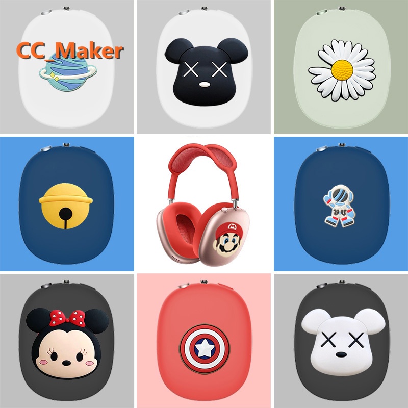 Cute Silicone Soft Case for AirPods Max Protective Case Cartoon Astronaut Creative Solid Color Soft Case Compatible with AirPods Max Shockproof Shell Protective Cover