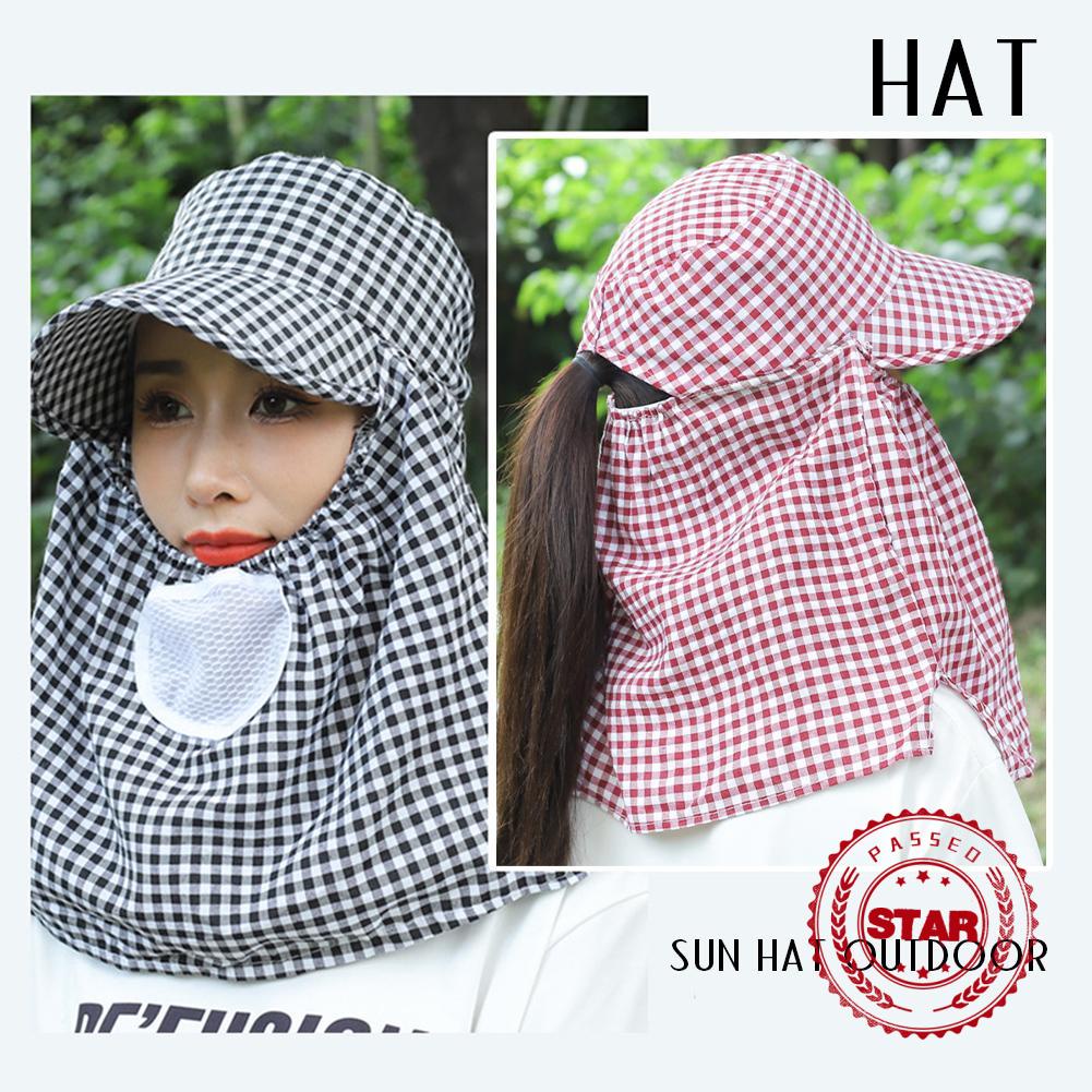 Mũ Chống Nắng Thoáng Khí Họa Tiết Sọc Caro Phong Cách Hàn Quốc Cho Nữ k2z5