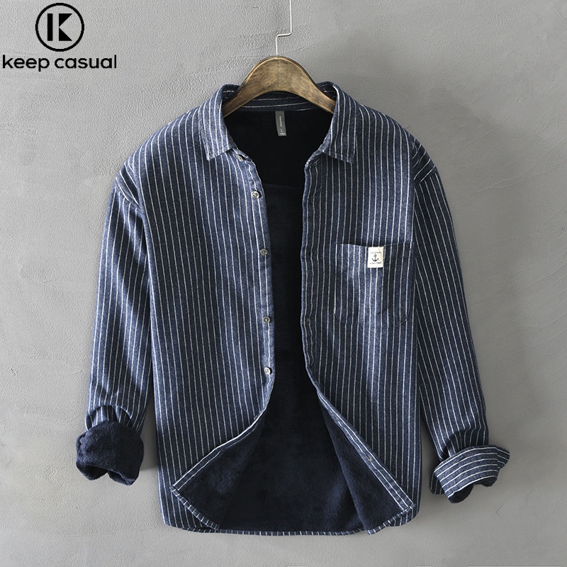 Áo Khoác Sơ Mi cotton Kẻ Sọc Thời Trang Thường Ngày Cho Nam