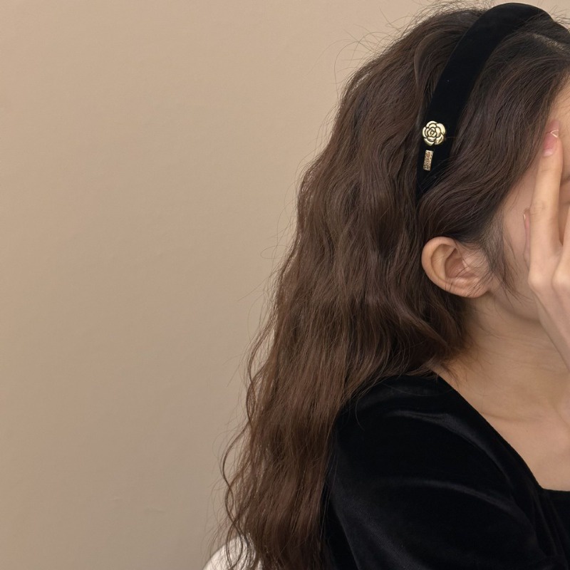 Băng Đô Cài Tóc Bằng Xốp Và Nhung Màu Đỏ Hoa Trà Thời Trang retro