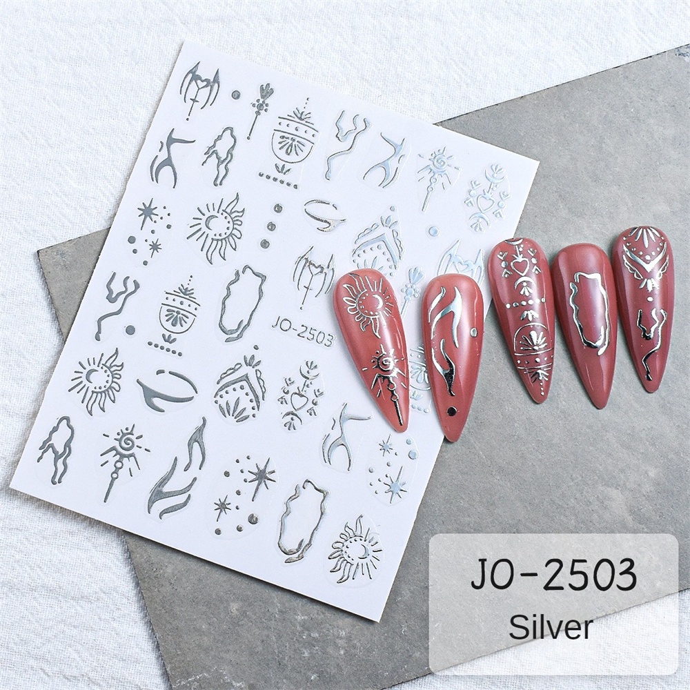 Nhãn dán nghệ thuật móng tay Phong cách ngàn năm Mát mẻ Bướm bạc Sao trăng Mặt trời Gương ma thuật Hình tròn Dán móng tay Internet Người nổi tiếng Phong cách nóng bỏng