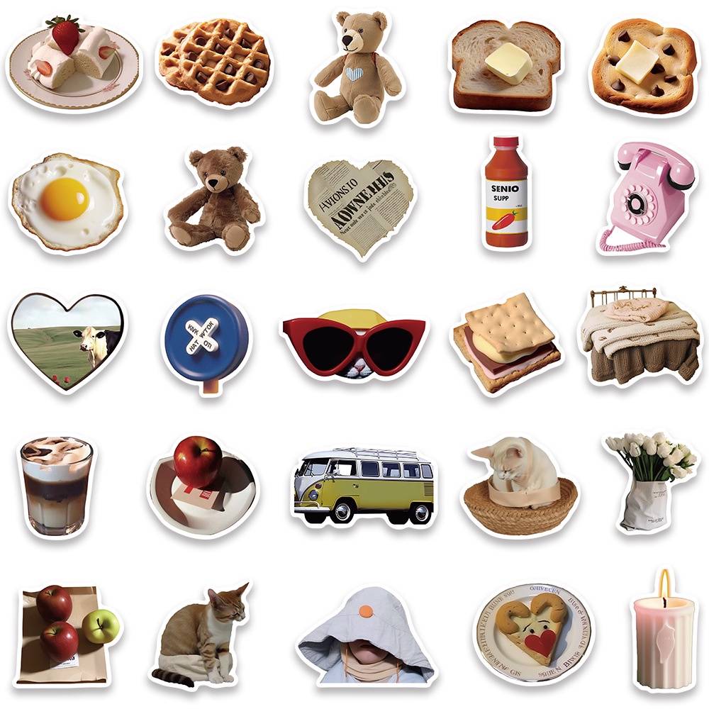 50 Miếng Dán Hoạt Hình Trang Trí Mũ Bảo Hiểm / Bút Chì Phong Cách Hàn Quốc