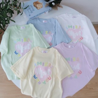 Áo baby tee In Love màu dễ thương chất thun borip co giãn