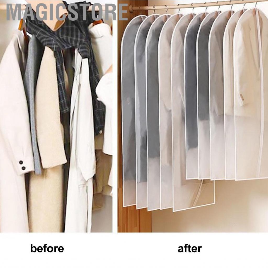 Magicstore Closet Storage Coat Cover  Garment Bags Soft Translucent Breathable Thick 10pcs for Long Dress Down Jacket Home Shirt