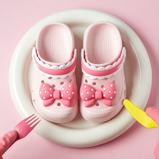 dép cross cho bé nơ Siêu Nhẹ Chống Trượt Băng Màu Hồng Xinh Xắn giày sandal Cho Bé Gái