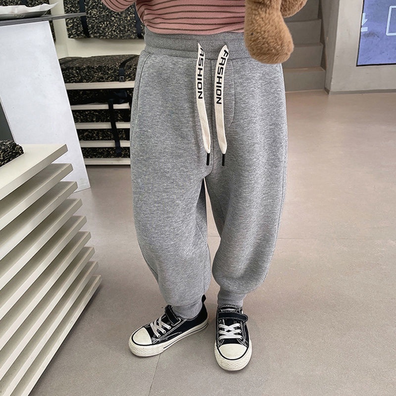 Quần Thể Thao Lót Lông Cừu Dày Dặn Màu Trơn Giữ Ấm Mùa Thu Đông Đơn Giản Cho Bé Gái @ -