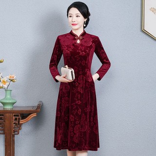 Hàng Mới Về Đầm Sườn Xám Cách Tân Thời Trang Xuân Thu Cho Phụ Nữ Trung Niên