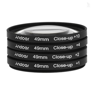 Andoer 49mm macro close-up filter set +1 +2 +4 +10 with pouch for canon dslrs