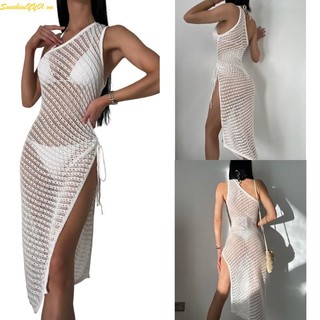 Sun Đầm Dệt Kim Xẻ Tà Bên Hông Đi Biển Khoét Rỗng Thời Trang Cho Nữ