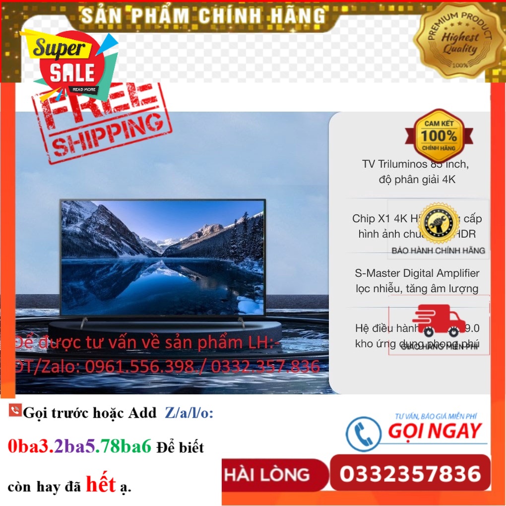 Hãng&gt; Smart Tivi Sony 85 Inch 4K UHD KD-85X8000H &lt; Chính hãng BH:24 tháng tại nhà toàn quốc &gt;