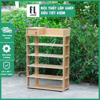 Kệ để giày dép gỗ 5 tầng Lazino, kệ đựng giày có ngăn kéo sức chứa tới 12 đôi giày dép