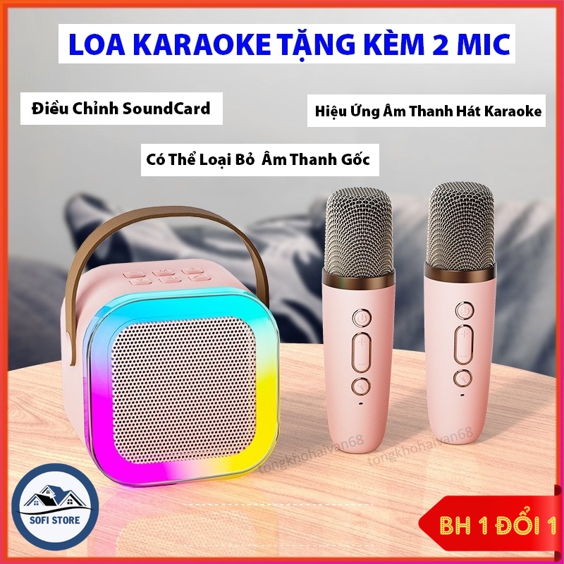 Loa Bluetooth Karaoke Mini K12 kèm mic không dây công suất 10w, Loa hát karaoke bluetooth có thể thay đổi giọng dễ dàn