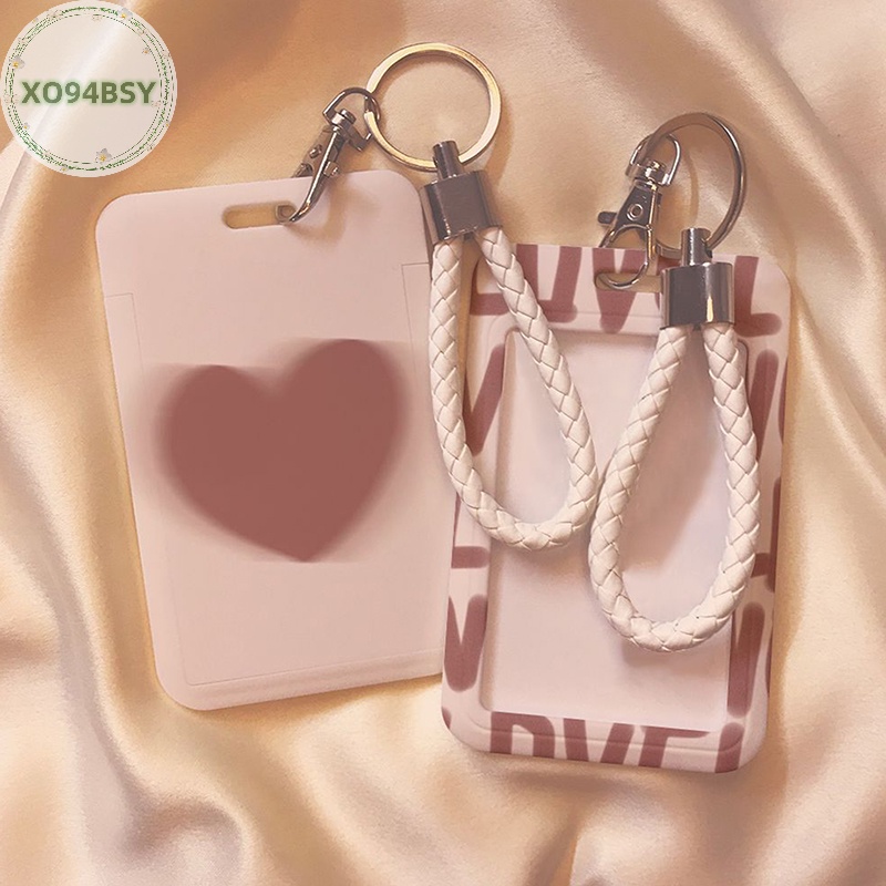 Ví Đựng Thẻ / Ảnh / Thẻ Ngân Hàng Màu Hồng Họa Tiết Hoạt Hình Dễ Thương XO94BSY Kèm Móc Khóa Tiện Dụng Cho Học Sinh