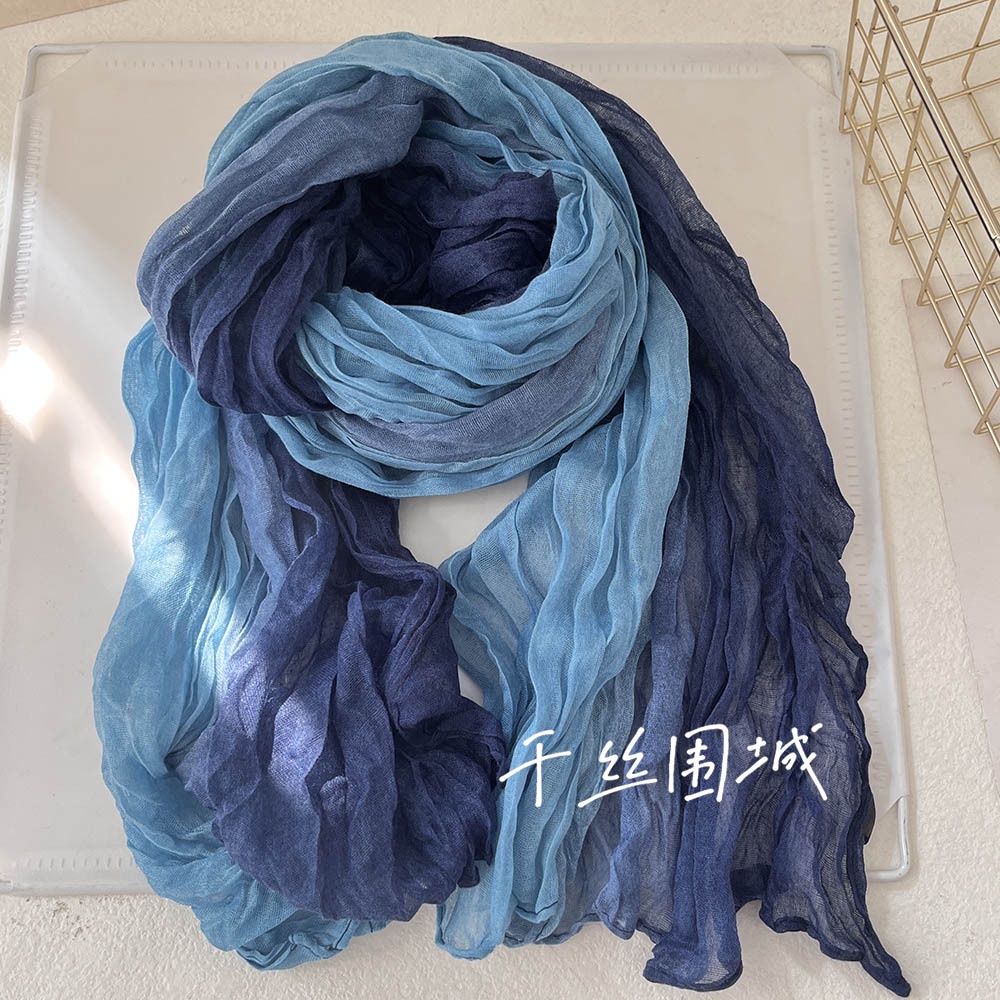 Khăn Choàng Cotton Lanh Màu Gradient Phong Cách Mới Dễ Phối Đồ