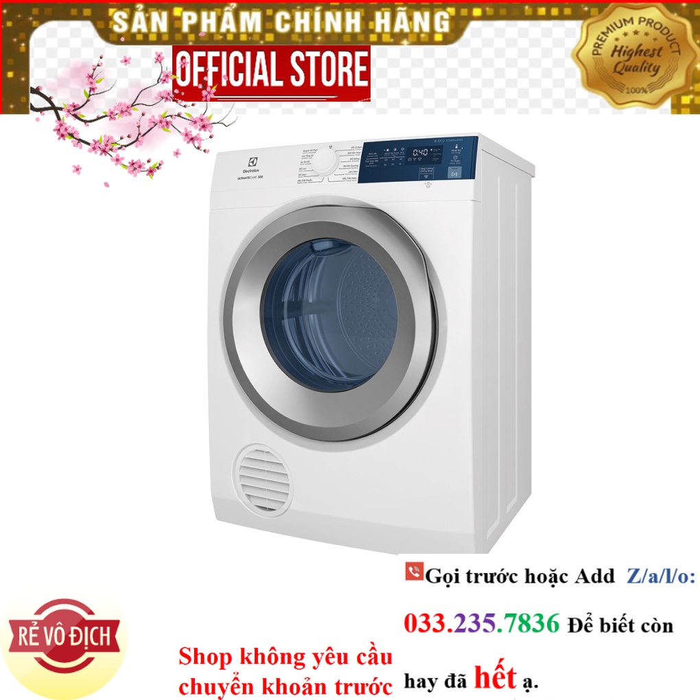{Mới} [EDS854J3WB]  Máy sấy thông hơi Electrolux 8.5 kg EDS854J3WB
