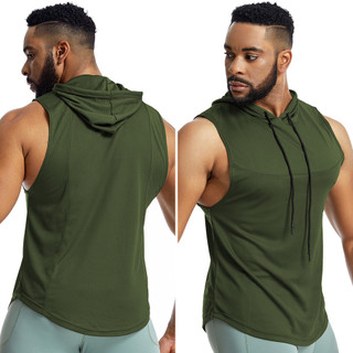 Hooded Basketball Clothes Vest Men's Summer High Elastic Sleeveless Fitness Vest Mesh Breathable Sports Quick-Dry Vest 5lAn