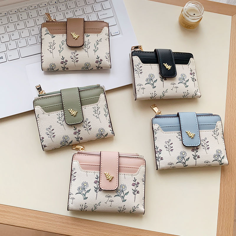 Ví nữ in hình ngọt ngào bằng da PU Ví nữ đa chức năng dễ thương Ví đựng tiền mặt có thể gập lại