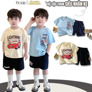Set bộ siêu nhân người nhện xe ô tô áo thun cotton quần short bé trai 1 đến 7 tuổi BERNIE H1024B14