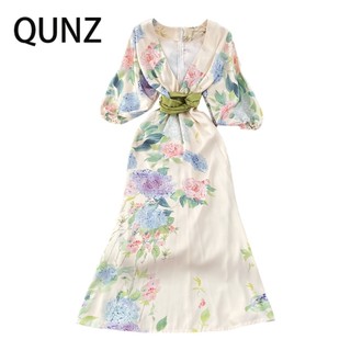 Qunz Bán Buôn Đầm Tăng Cường Eo In Họa Tiết 6286