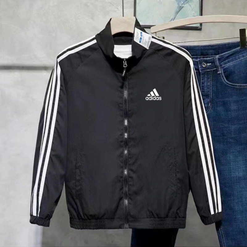 Áo Khoác Gió Adidas 100% Chính Hãng Dáng Rộng Kẻ Sọc Kiểu retro Đường Phố Thời Trang Mùa Thu Cho Nữ