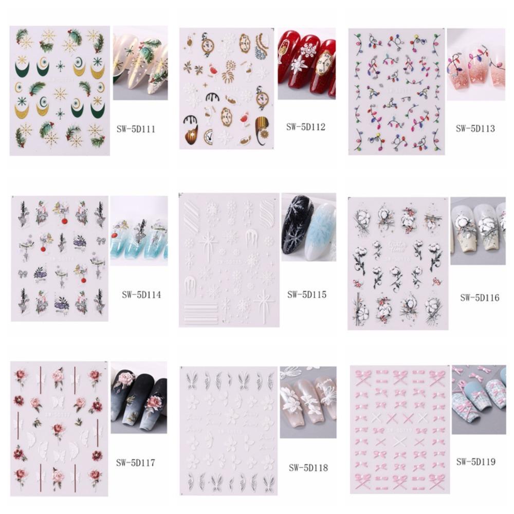 Lombar Miếng Dán Móng Tay Hình Hoa Tuyết Nơ Hồng Giáng Sinh Nhật Bản Phụ Kiện Cho Nữ diy charms