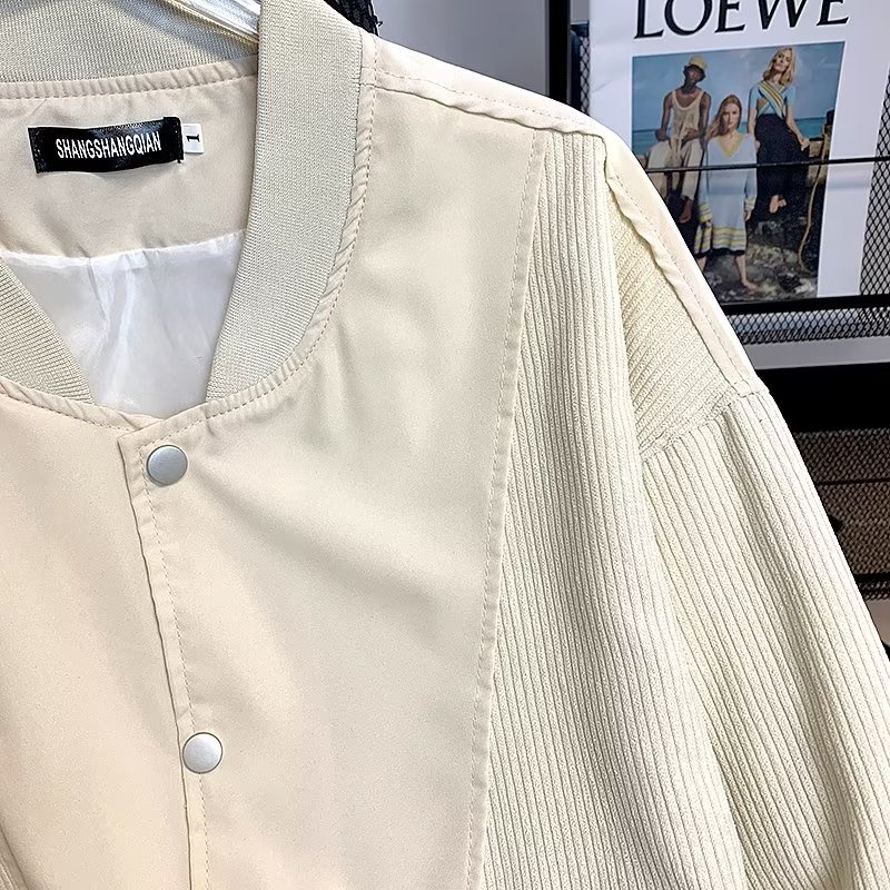 Áo Khoác Bóng Chày Vải Nhung Kẻ Thời Trang Cho Cặp Đôi