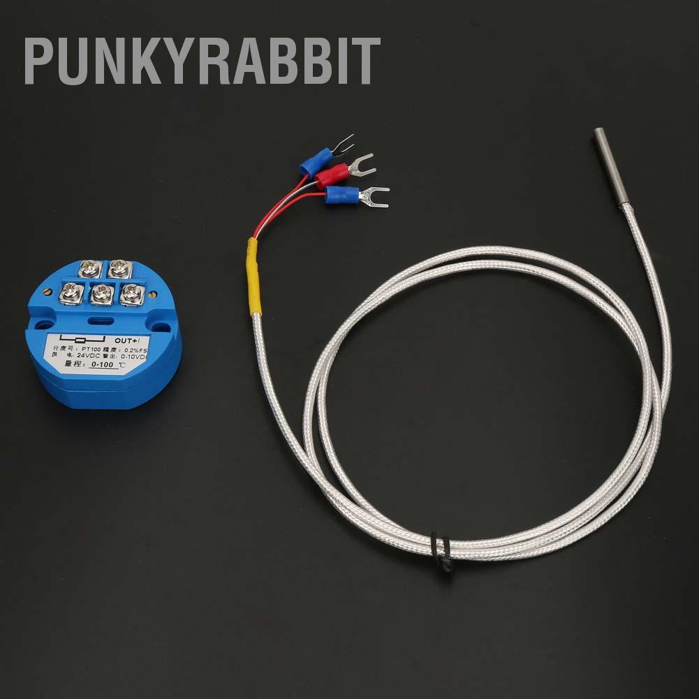 PunkyRabbit -50 ~ 400 độ Bộ truyền nhiệt PT100 Đầu ra DC24V Cảm biến 0-10V