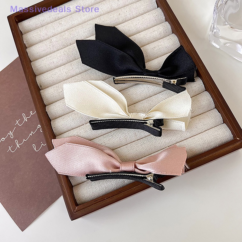 Set 2 Kẹp Tóc Nơ Ruy Băng Phong Cách vintage Ngọt Ngào Cho Nữ Mới