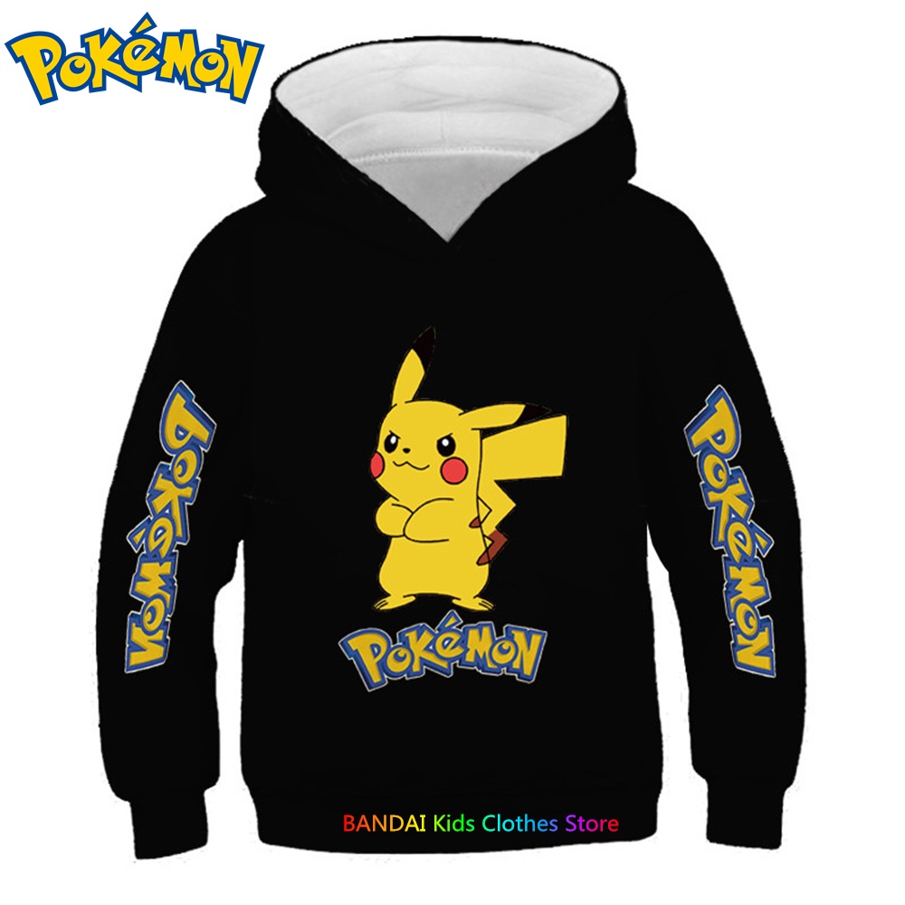 Áo hoodie In Hình pikachu Đáng Yêu Cho Bé 3-12 Tuổi