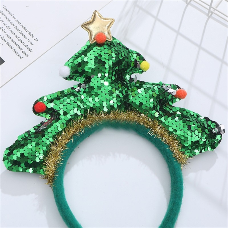 Băng Đô Cài Tóc Hình Cây Thông Noel Đính Kim Tuyến Lấp Lánh Dễ Thương