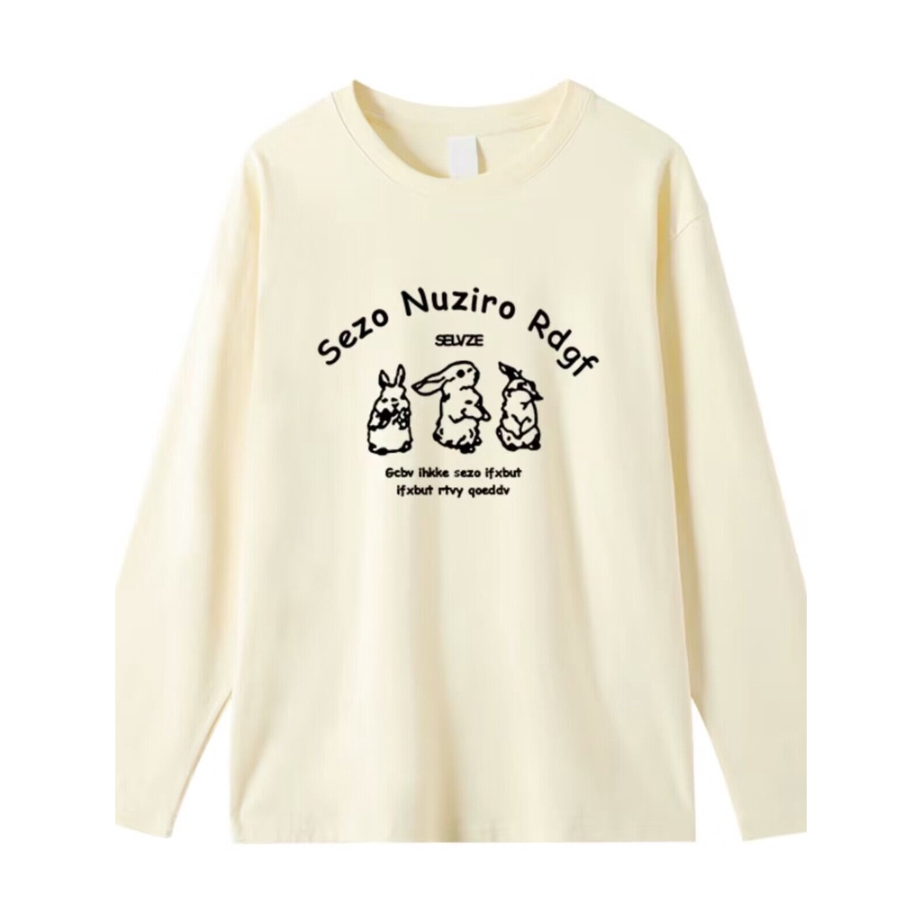 HIIXIIVI Áo Thun 100% cotton Tay Dài Dáng Rộng Phong Cách Hàn Quốc Thời Trang Cho Nữ