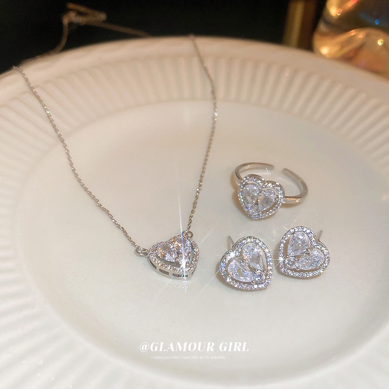 Bông Tai Kim Bạc Đính Đá zircon Hình Trái Tim Đơn Giản Thời Trang Cao Cấp Dễ Phối Đồ Cho Nữ