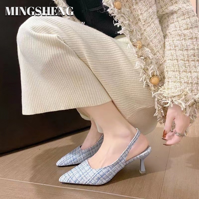 Giày Cao Gót Mũi Nhọn Hở Ngón Thiết Kế Mới Cao Cấp Thời Trang