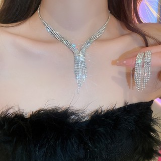 Bộ Vòng cổ Và Bông Tai Đính Kim Cương Nhẹ Và Sang Trọng Thời Trang Cao Cấp Không Gây Dị Ứng Phong Cách Âu Mỹ Cho Nữ