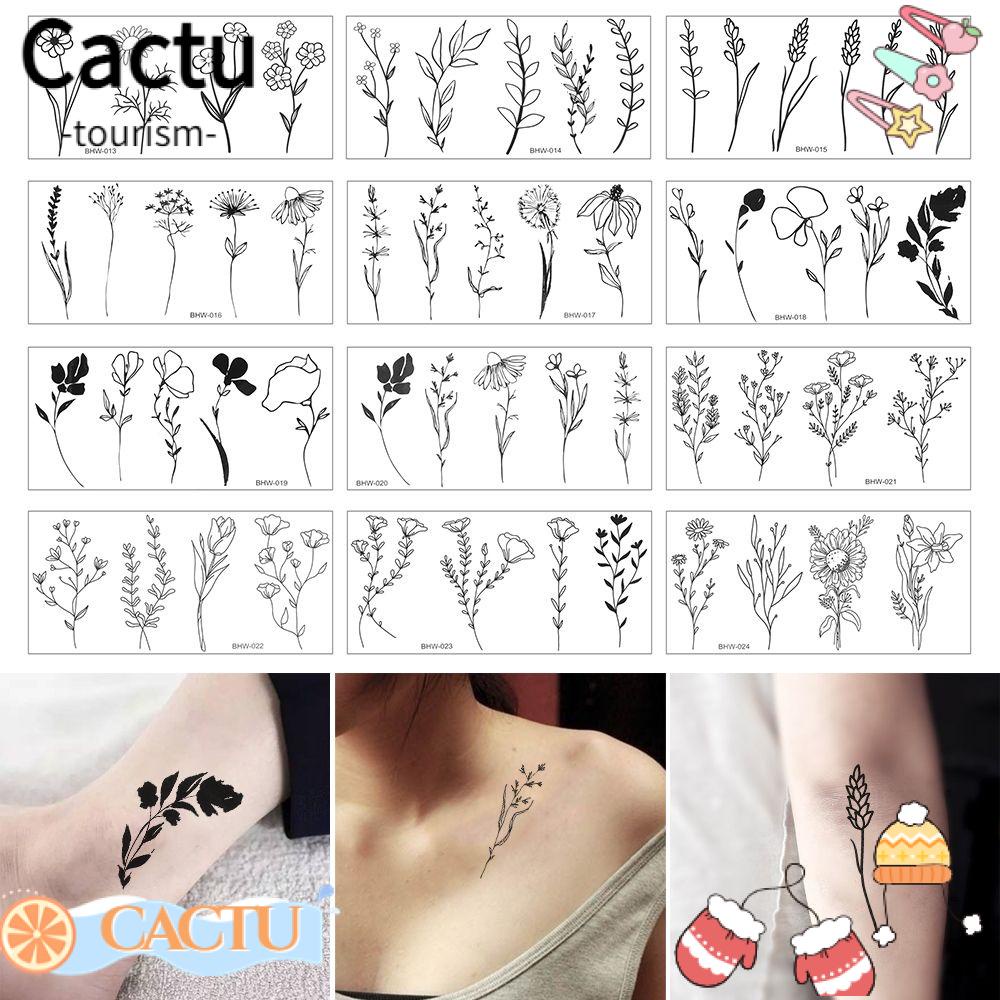 Hình Xăm Tạm Thời Hình Hoa Trắng Đen Chống Thấm Nước Dễ Sử Dụng