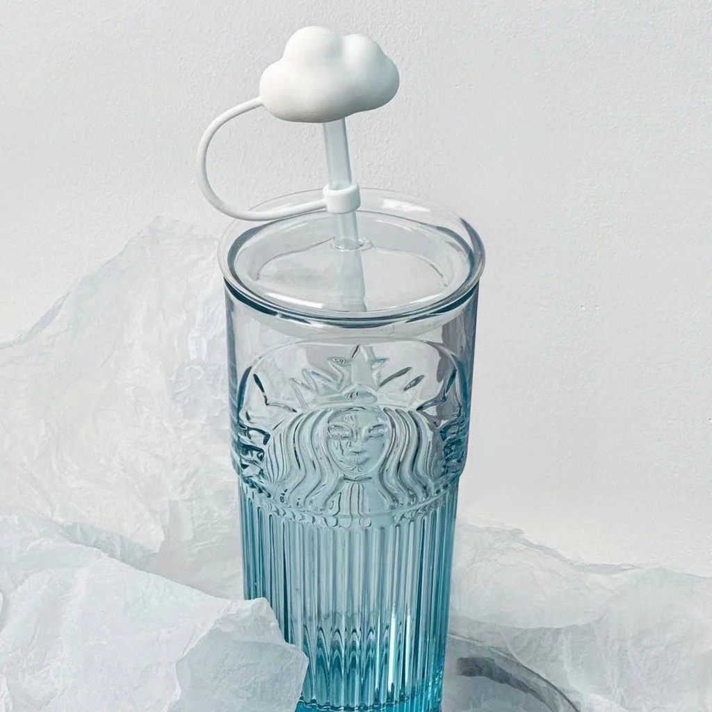 Starbucks Bình Nước Thủy Tinh 550ml Họa Tiết Hoa Anh Đào Kèm Ống Hút Tiện Dụng