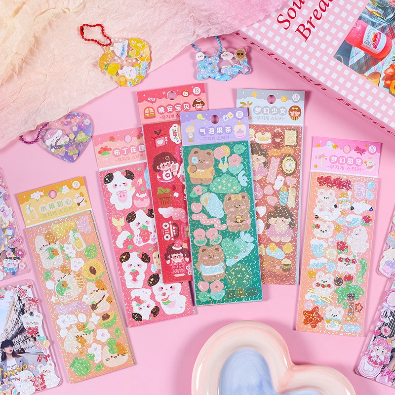 Bộ 10 Tấm sticker Dán Trang Trí Nhật Ký Kiểu Hoạt Hình Xinh Xắn Đáng Yêu