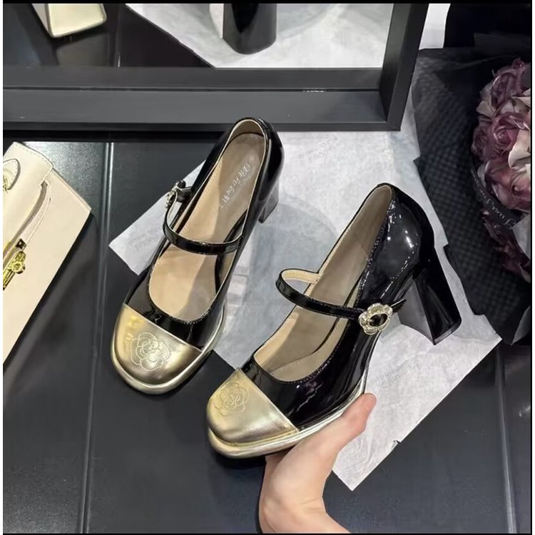 Unky Giày Cao Gót Da pu Mũi Tròn Phong Cách Hàn Quốc Cho Nữ