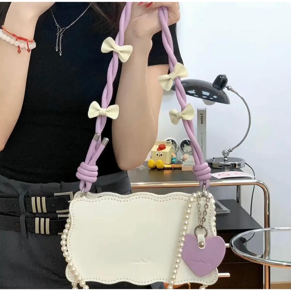 Túi Tự Đan, Túi Handmade Đeo Vai Da Pu Thắt Nơ Cute Dây Xoắn Xinh Xắn Làm Quà Tặng Bạn Gái Ý Nghĩa - EB94