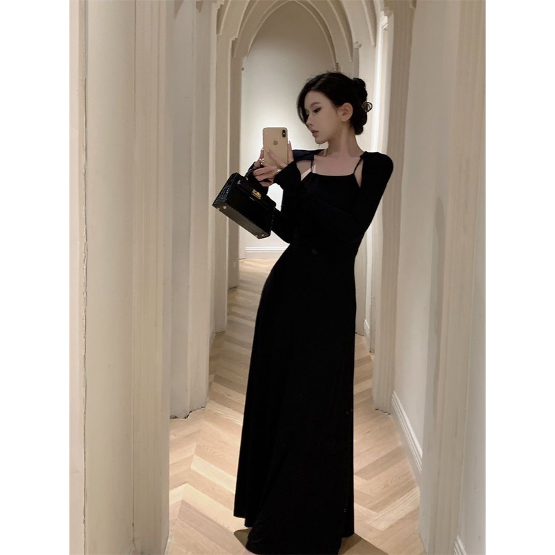Đầm Dài Dáng Chữ a Hở Lưng Thanh Lịch Phong Cách Pháp Thời Trang Mùa Xuân Cho Nữ