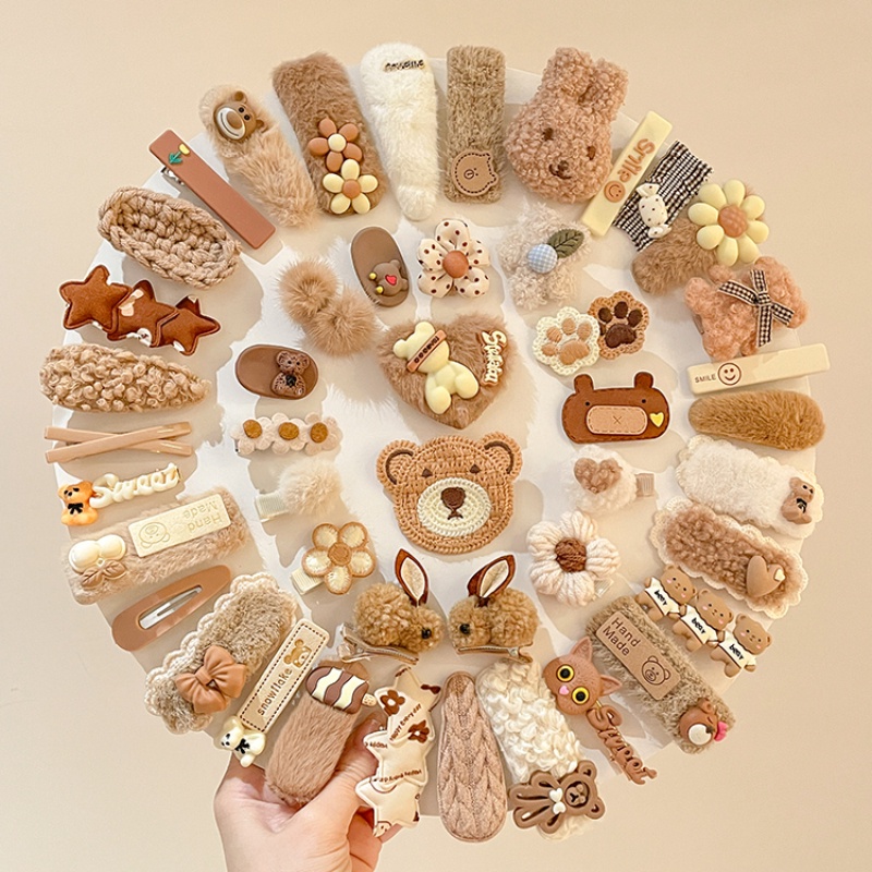 Kẹp Tóc Vải Lông Nhung Nhiều Màu Sắc Thời Trang Thu Đông Dành Cho Nữ