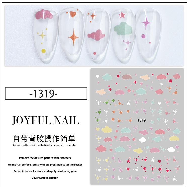 Miếng Dán Trang Trí Móng Tay Nhiều Họa Tiết Dễ Thương