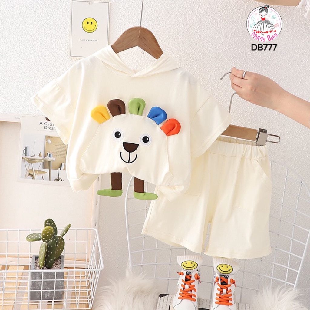 Đồ bộ hoodie kem mặt thú sắc màu thun