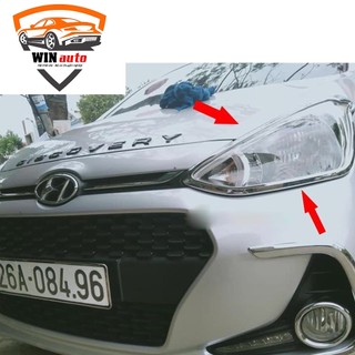 Ốp viền đèn pha, hậu xe Hyundai i10 hatchback 2014- 2020 mạ crom cao cấp