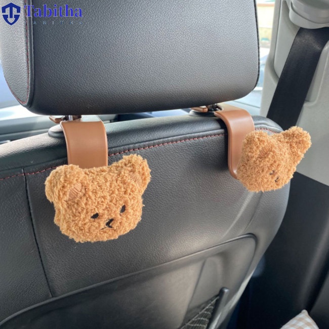 Tabitha 1 Cặp Móc Treo Đồ Hình Đầu Gấu Hoạt Hình Gắn Ghế Ngồi Xe Hơi