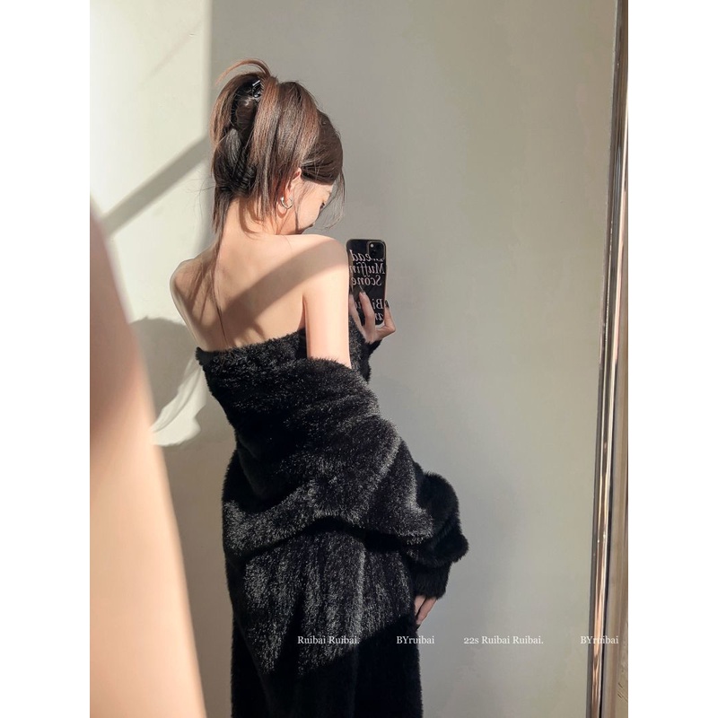 Set Chân Váy Và Áo Khoác cardigan Lông Cừu Tinh Khiết Ngọt Ngào Thời Trang Mùa Đông Cho Phụ Nữ Tuổi Trung Niên