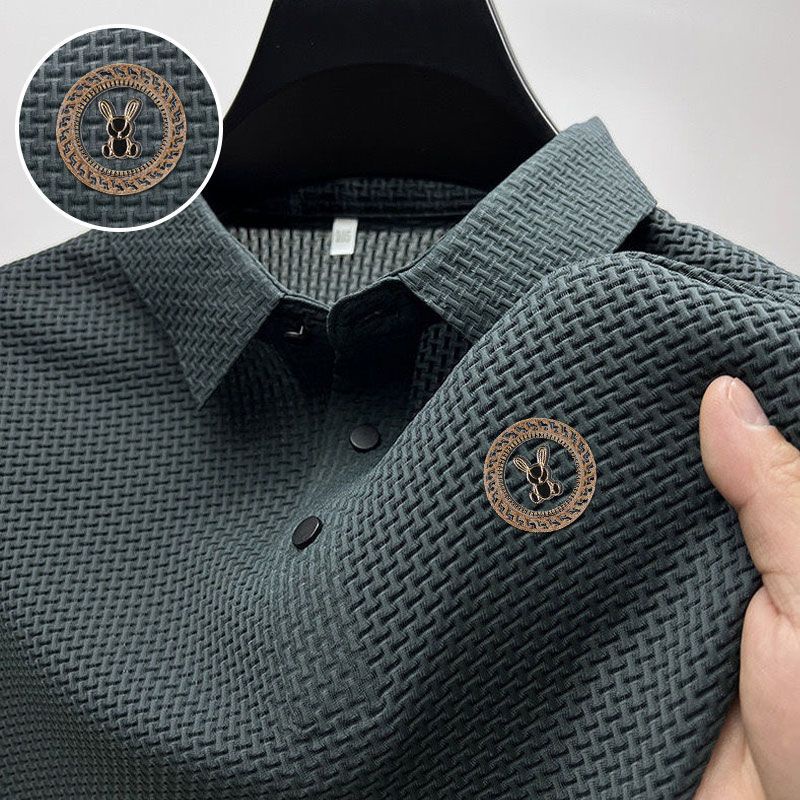 Áo Thun polo Tay Ngắn Vải Lụa Màu Sắc Đơn Giản Phong Cách Hồng Kông Cá Tính Cho Nam
