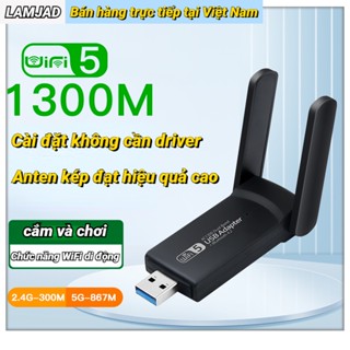 Bộ Thu WiFi USB Màu Đen Tốc Độ 1200Mbps 3.0 Băng Tần Kép 2.4G/5GHz 5dBi Cho PC/Laptop/Mac