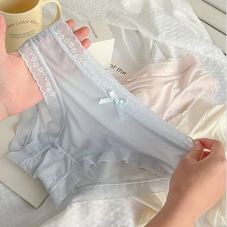 Quần lót nữ lụa băng viền may cạp viền ren hoa mềm mại có size lớn QL 214