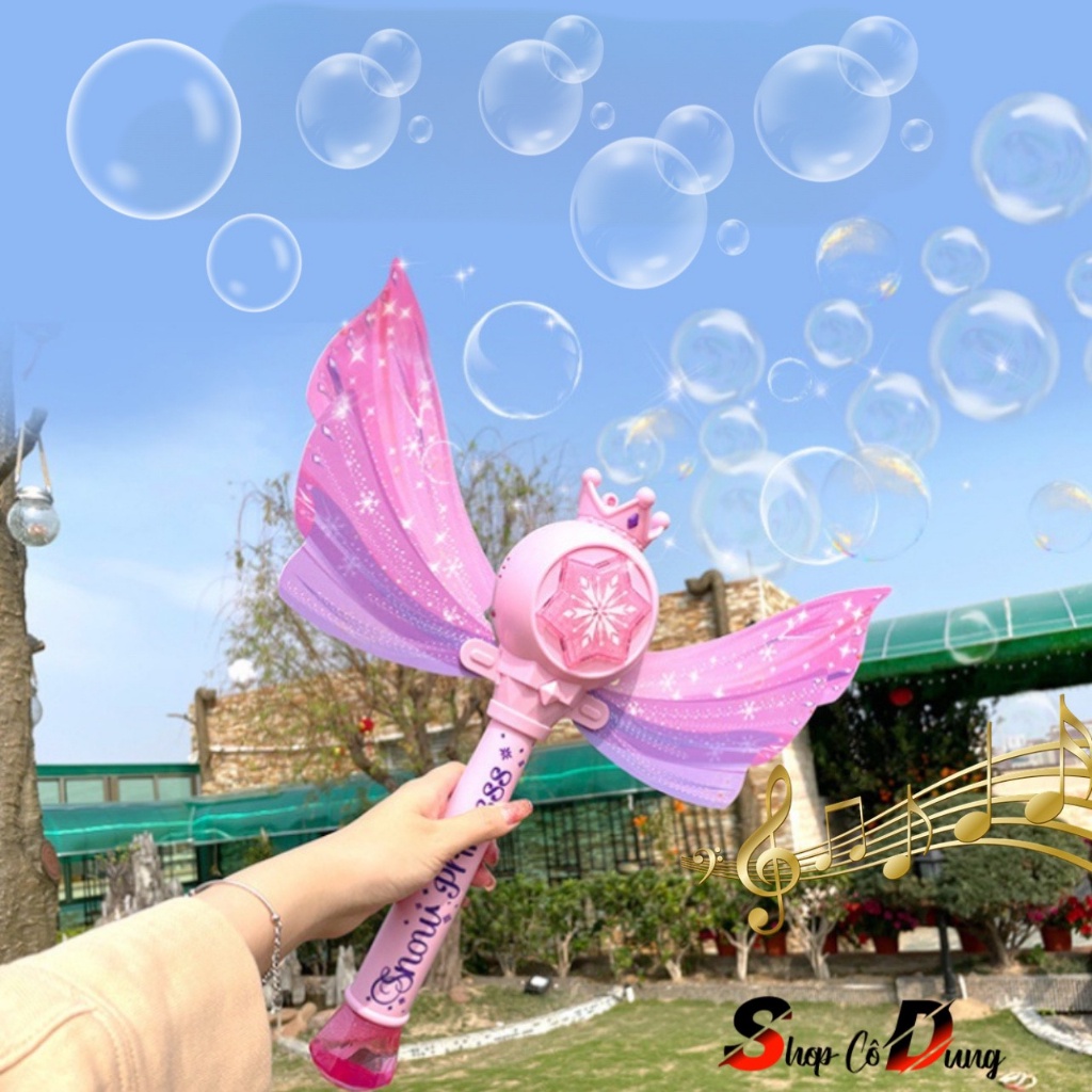 Tiên Bướm Bong Bóng Đũa Công Chúa Vương Miện Lục Giác Ngôi Sao, gậy phép thuật bóng xà phòng cánh nhạt